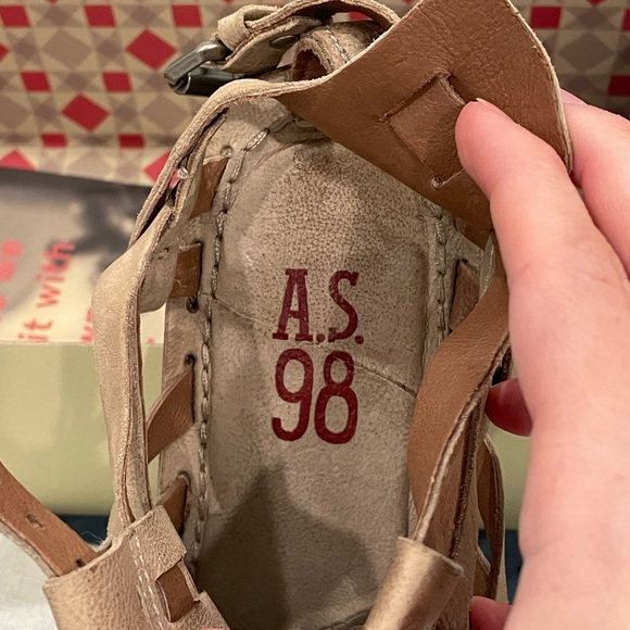 A.S.98 Tan Gladiator Sandals with Woven Leather - Picture 7 of 12